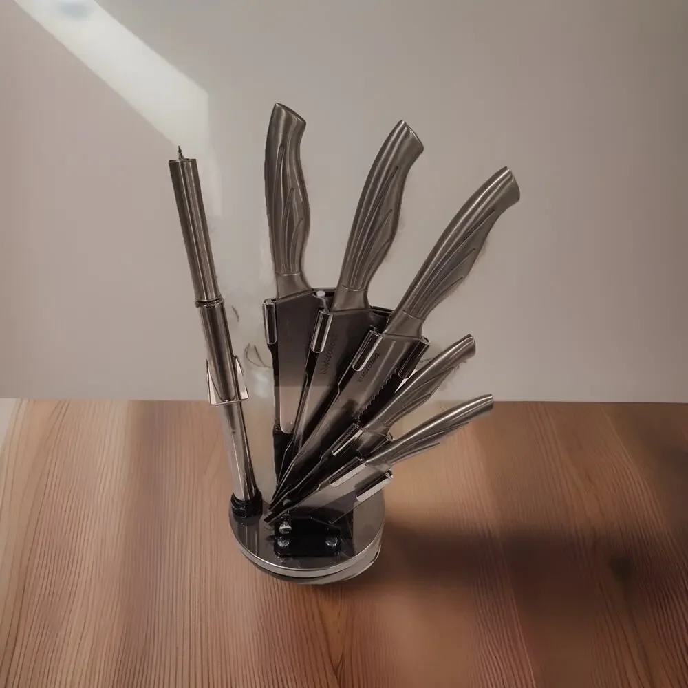 Nnuowa 8-Piece Stainless Steel Kitchen Knife Set w/ Rotating Acrylic Stand |...